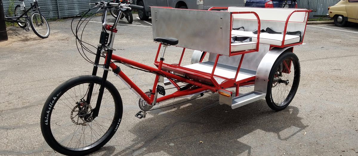 Six Passenger Pedicab with Cyclone motor – Precision Pedicab